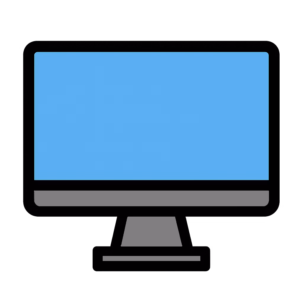 Minimales Icon eines Computerbildschirms in einem pfirsichfarbenen Kreis